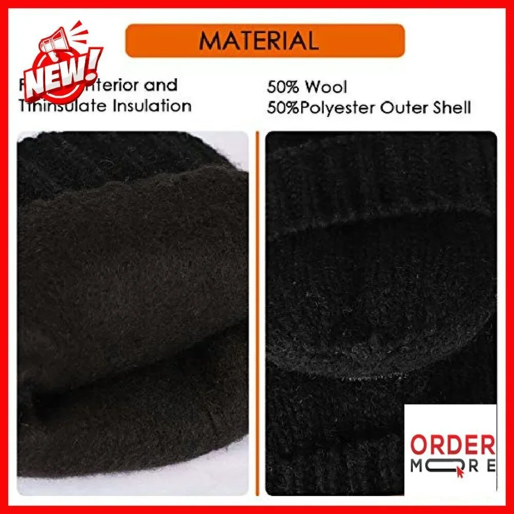 Fingerless Wool Convertible Mittens Thermal Insulation Texting Gloves Unisex